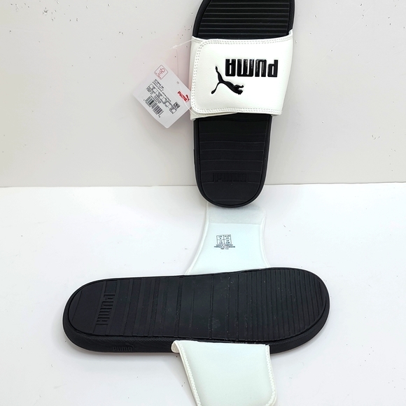⭐️PUMA💯 MEN’S FLIP FLOPS,  WHITE AND BLACK, SIZE 10 - Picture 9 of 10